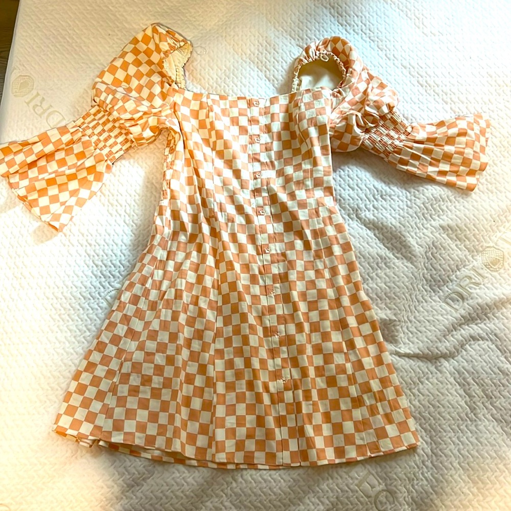 Plaid Peach And White Dress